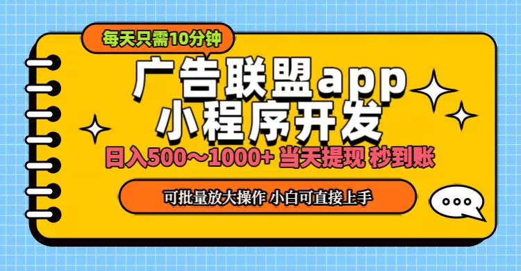 轻松上手小程序开发广告：零基础也能赚得盆满钵满-网赚项目