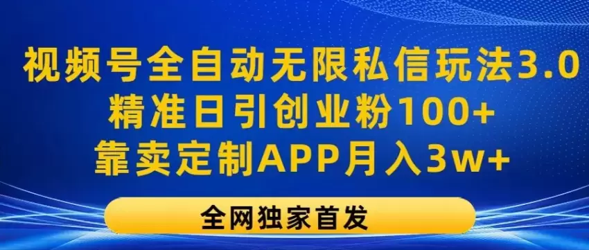 视频号全自动私信策略：精准吸引创业粉的终极指南-网赚项目