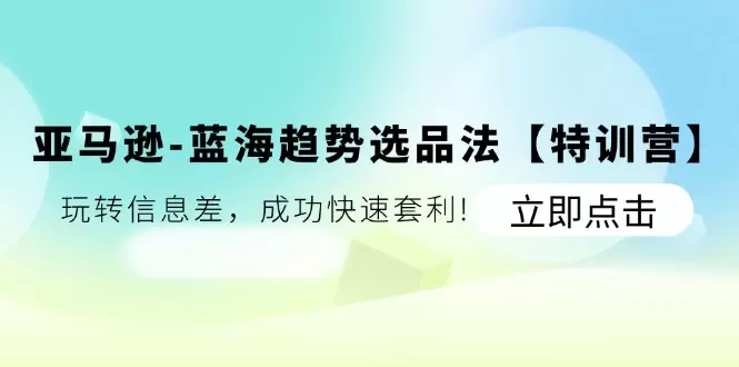 玩转亚马逊蓝海选品技巧，轻松打造爆款-网赚项目