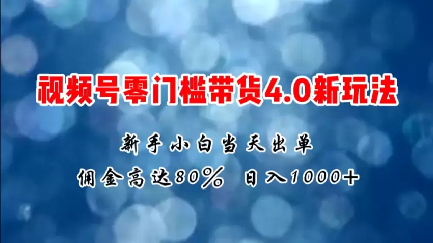 微信视频号零门槛带货新玩法：轻松实现高佣金变现-网赚项目