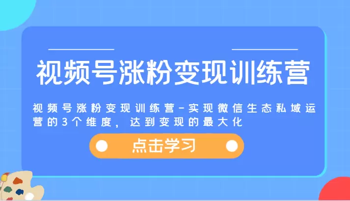 微信视频号涨粉秘籍：如何通过私域运营实现最大化变现-网赚项目