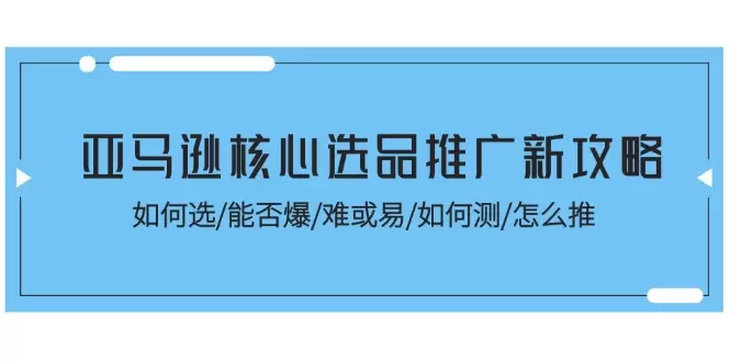 亚马逊选品推广全攻略：深入解析选品、测款与推广-网赚项目