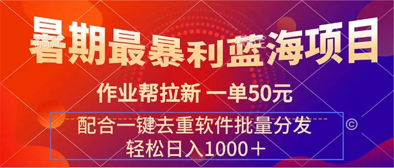 作业帮推广技巧：暑期蓝海项目详解及批量分发软件使用指南-网赚项目