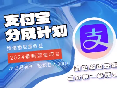 2024年支付宝新蓝海项目：教你快速刷爆播放量，收益高至十倍，小白必看攻略!-网赚项目