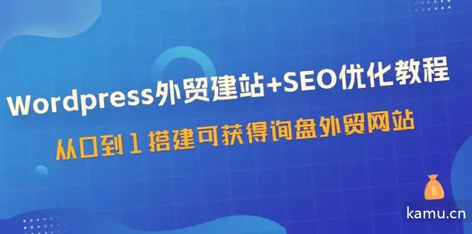 从零开始学WordPress外贸建站 SEO优化，实现可获得询盘的完整网站！-网赚项目