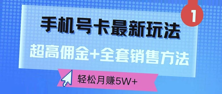 国内四大运营商手机流量卡推广，高佣金月入*，一套详细教程助你快速上手！-网赚项目