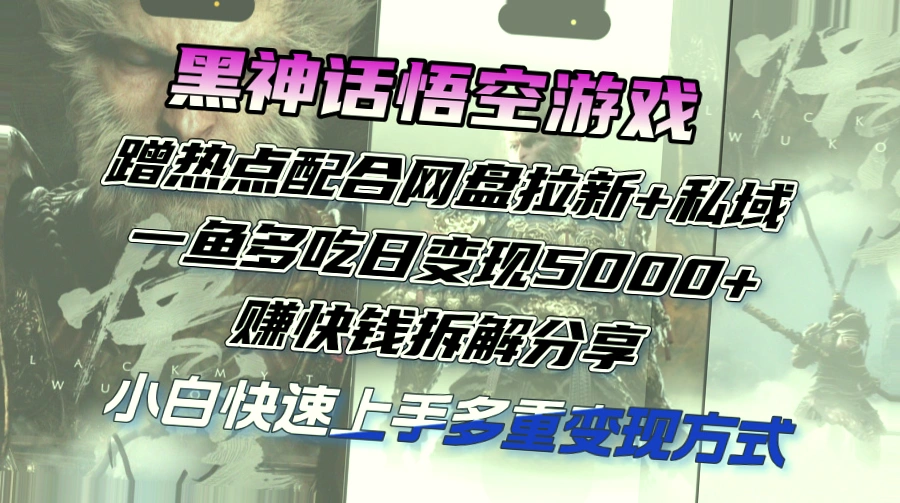 黑神话悟空游戏实操教程：一鱼多吃日变现*-网赚项目