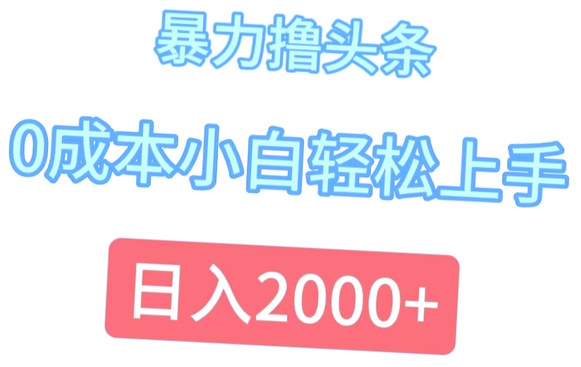 撸头条：0成本入门轻松日收入*，AI助你快速上手！手把手教你玩法！-网赚项目