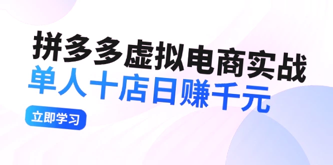 拼多多虚拟电商实战：单人月入过千，深挖项目稳定盈利指南-网赚项目