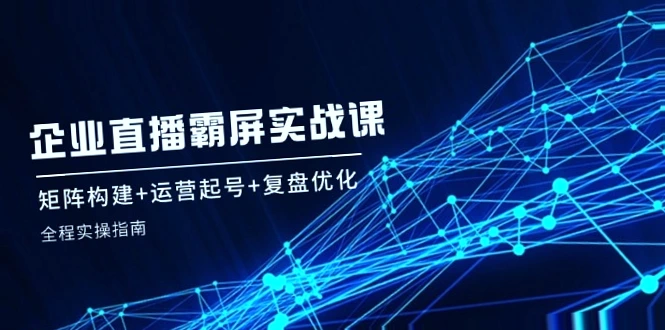 企业直播霸屏实战课：全方位操作指南，矩阵构建、运营起号与复盘优化全攻略！-网赚项目