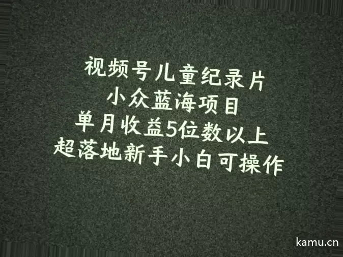 如何开展儿童纪录片视频号项目，轻松月增收5位数以上-网赚项目