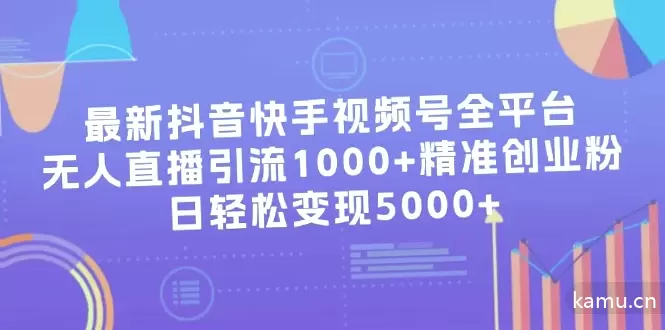 如何在抖音、快手和视频号实现无人的直播引流，每日轻松变现5000 的创业粉策略-网赚项目