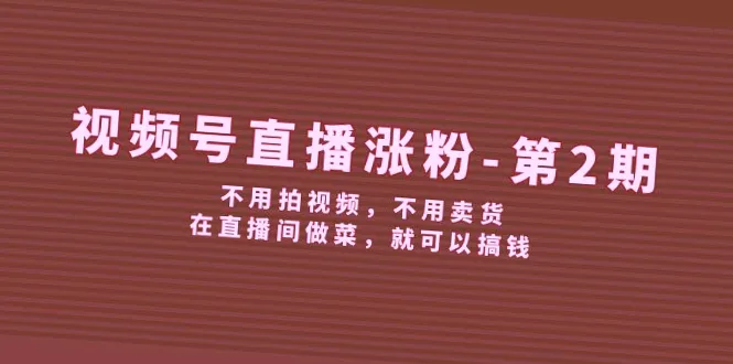 视频号直播涨粉攻略第二期：不拍视频、不卖货也能赚钱！学会这些技巧让你快速吸粉盈利（附教程）-网赚项目