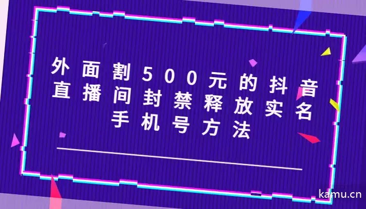 外面割500元的抖音直播间封禁释放实名手机号方法揭秘！-网赚项目