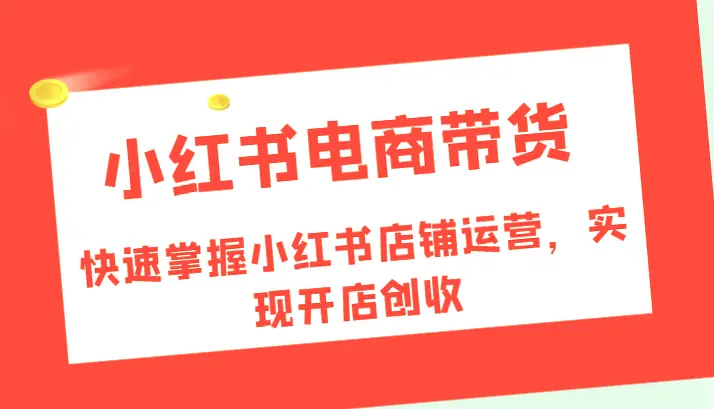 小红书电商平台运营全攻略：掌握店铺运营、商品发布、客服设置等实战指南-网赚项目