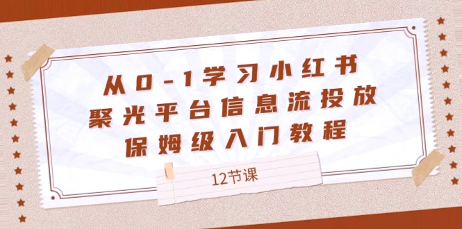 小红书聚光平台信息流投放教程：从零入门到专业实操，12节课详解-网赚项目