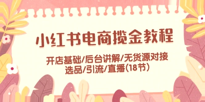 掌握小红书电商营销攻略：从开店到直播全解析-网赚项目