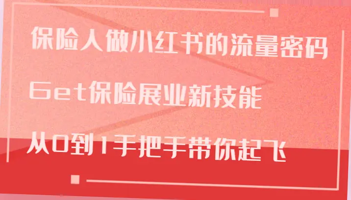 掌握小红书运营秘籍：保险从业者必看！从零开始，手把手教学，让你轻松成为行业高手-网赚项目