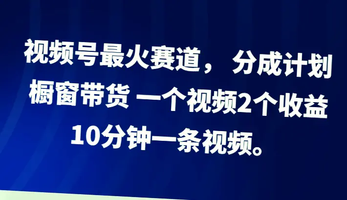 短视频风口：如何利用橱窗带货实现10分钟两条收入？-网赚项目