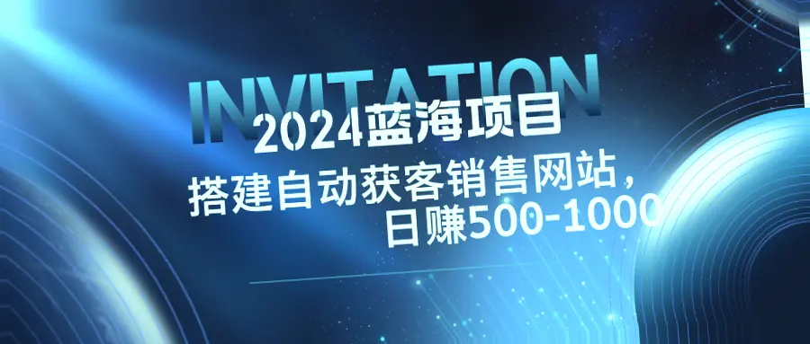 2024蓝海项目：自动获客、日赚*元！只需搭建自营销售网站与流量渠道-网赚项目