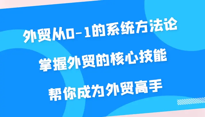 零起点外贸攻略：从基础到高级，全面掌握外贸技巧与实战经验-网赚项目