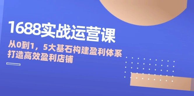 1688实战运营课：从零开始，5大基石构建盈利体系，打造高效盈利店铺,淘宝代销的成功秘诀-网赚项目