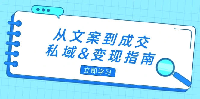 私域变现文案营销策略：朋友圈策略 付费文案技巧 粉丝运营实践-网赚项目