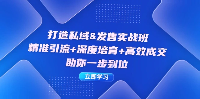 私域发售操盘手实战班：实战技巧全解析，轻松打造私人流量池-网赚项目