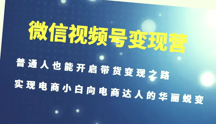 微信视频号变现教程：从零开始成为电商达人！-网赚项目