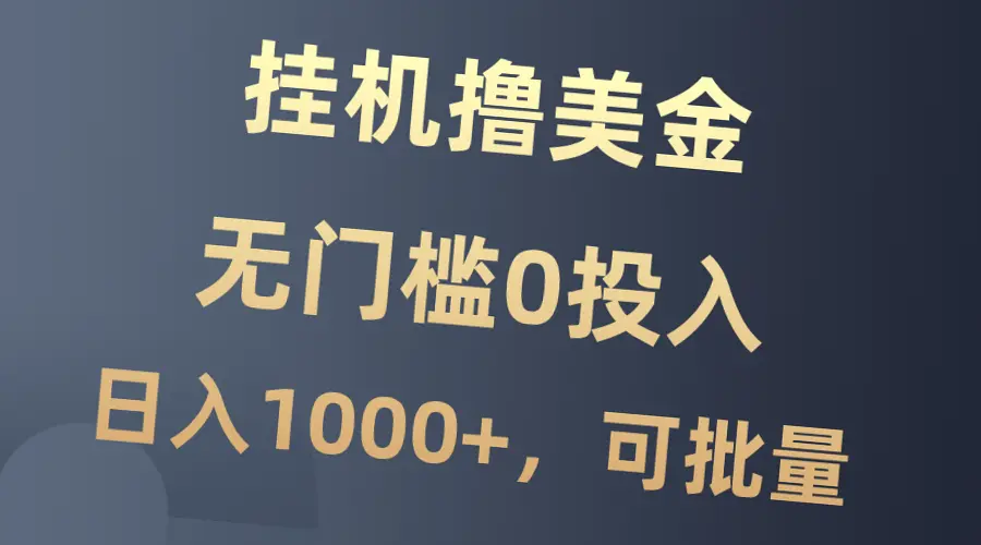 无门槛0投入挂机撸美金：国外市场潜力巨大，每日收益高达1000元！-网赚项目