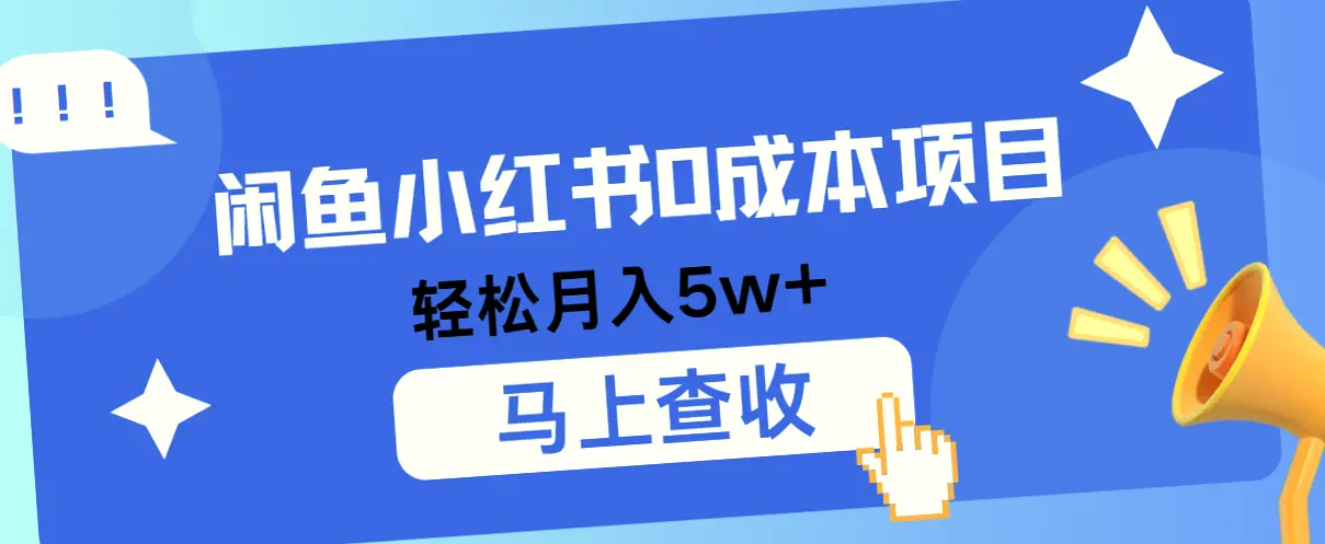 小红书0成本项目，轻松日收入*万-网赚项目