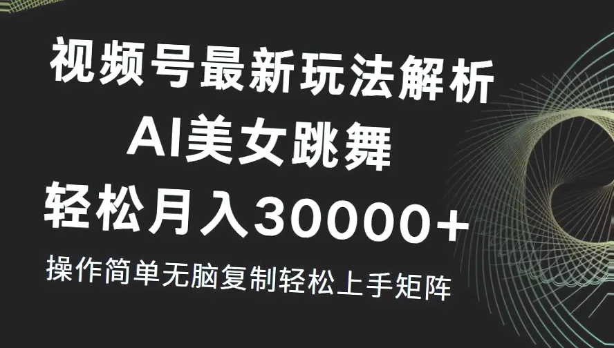 月入*万 ！新手必看视频号玩法教程，AI助教全程指导，高质原创作品让你轻松掌握。-网赚项目