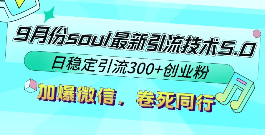 9月引流秘籍：Soul 5.0日引流300 粉丝，揭秘全攻略（附实战案例）-网赚项目