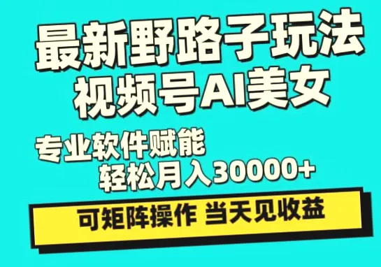 最新蓝海项目：AI美女助力，新手必看教程，日赚*元，轻松月入*万-网赚项目