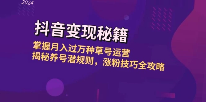 0基础玩转抖音变现！实战秘籍助你月入更多-网赚项目