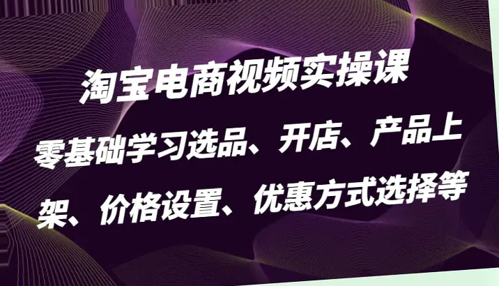 零基础学淘宝电商：全实战教程涵盖各大热门类型-网赚项目