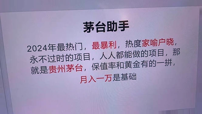 魔法贵州茅台代理：每日两场高命中率玩法，单瓶利润超千，市场回收价最高！-网赚项目