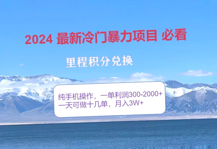 2024年机会：里程积分兑换机票售卖项目 月入轻松*万-网赚项目