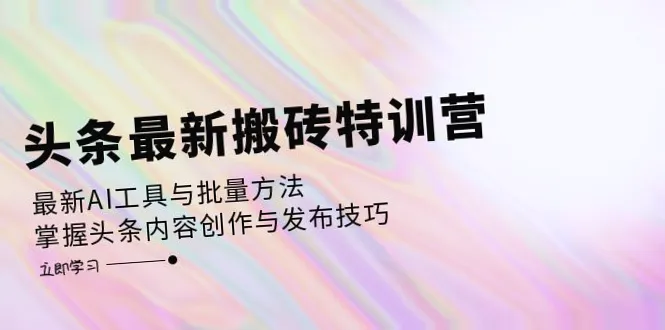 2024年最新版今日头条搬运砖实战训练营 AI工具汇总分享 – 特训营完全指南！-网赚项目