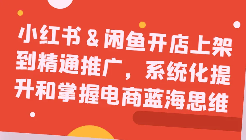 小红书&闲鱼电商经营实战指南：从零开始精通推广-网赚项目