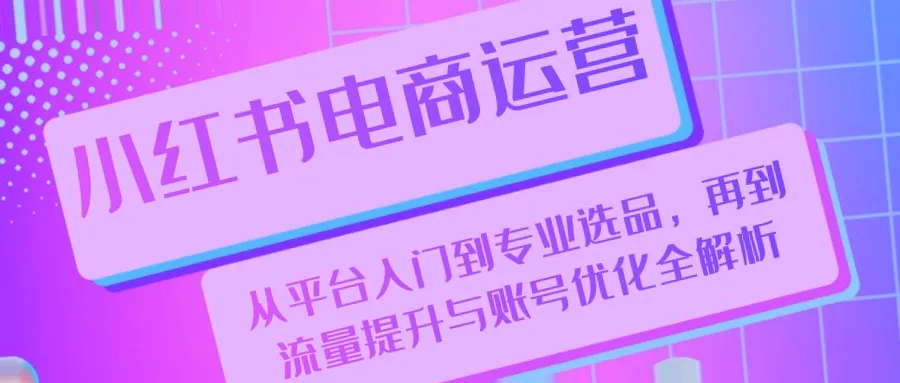 小红书电商运营全攻略：从入门到精通-网赚项目