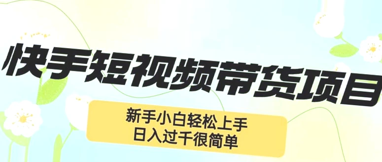 新手必看！快手短视频带货月入过千全攻略：零成本、无门槛、高回报-网赚项目