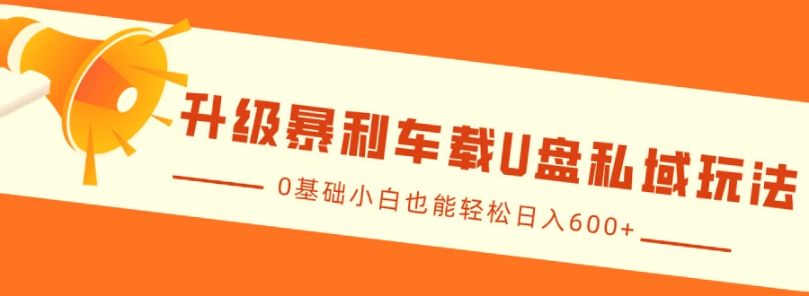 车载U盘抖音营销玩法：零成本月收入*元-网赚项目