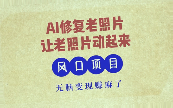 抖音热门项目：AI一键修复老照片，打造彩色动态视频，赚钱新机会来袭！详细教学-网赚项目