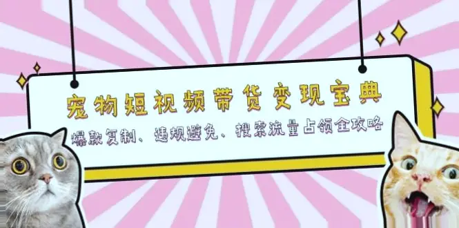 热门宠物短视频教程：火爆玩法揭秘，规避风险，提升搜索排名，掌握爆款技巧，轻松打造*万粉丝，快速实现变现！-网赚项目