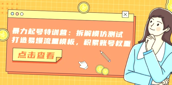 提升网感！起号特训营：打造易爆流量模板与积累帐号权重全攻略-网赚项目